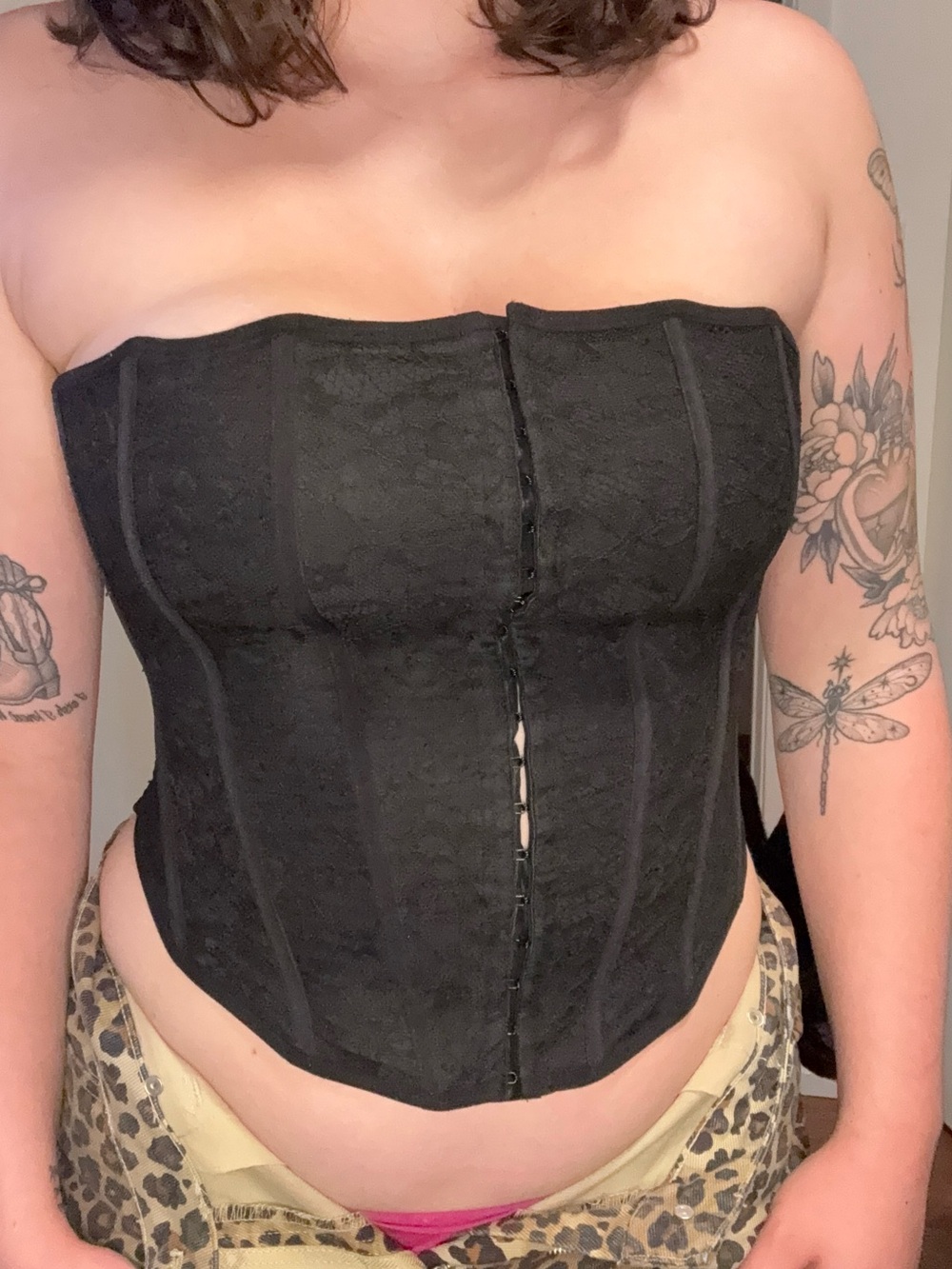 Garage Black Strapless Lace Corset Bustier
